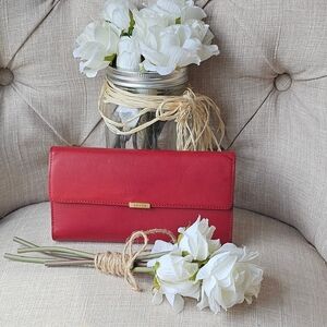 Vintage Coach Lexington Water Buffalo Combination Checkbook Wallet ( Red )